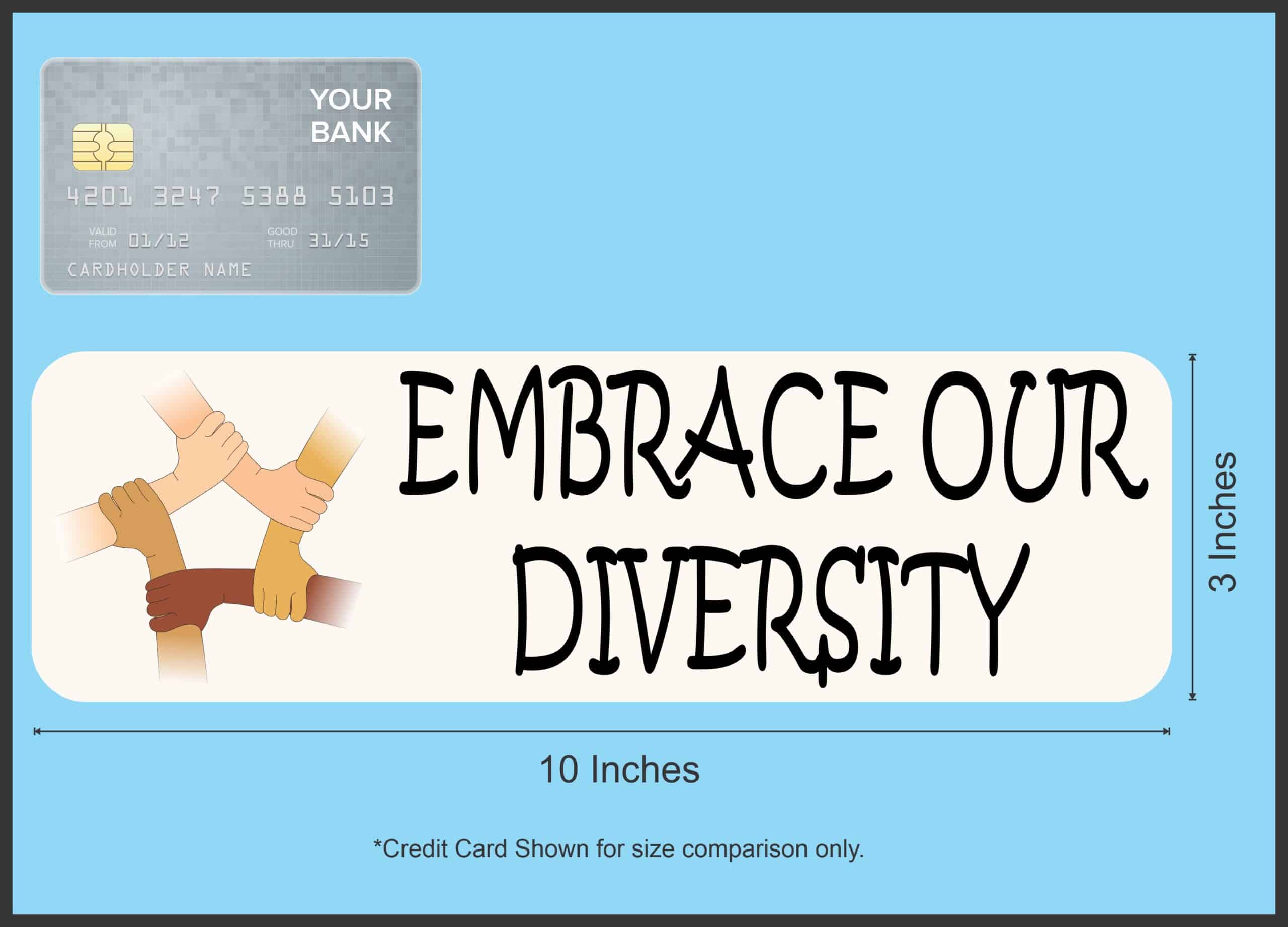 10in x 3in Embrace Our Diversity Bumper Sticker Vinyl Car Decal Stickers