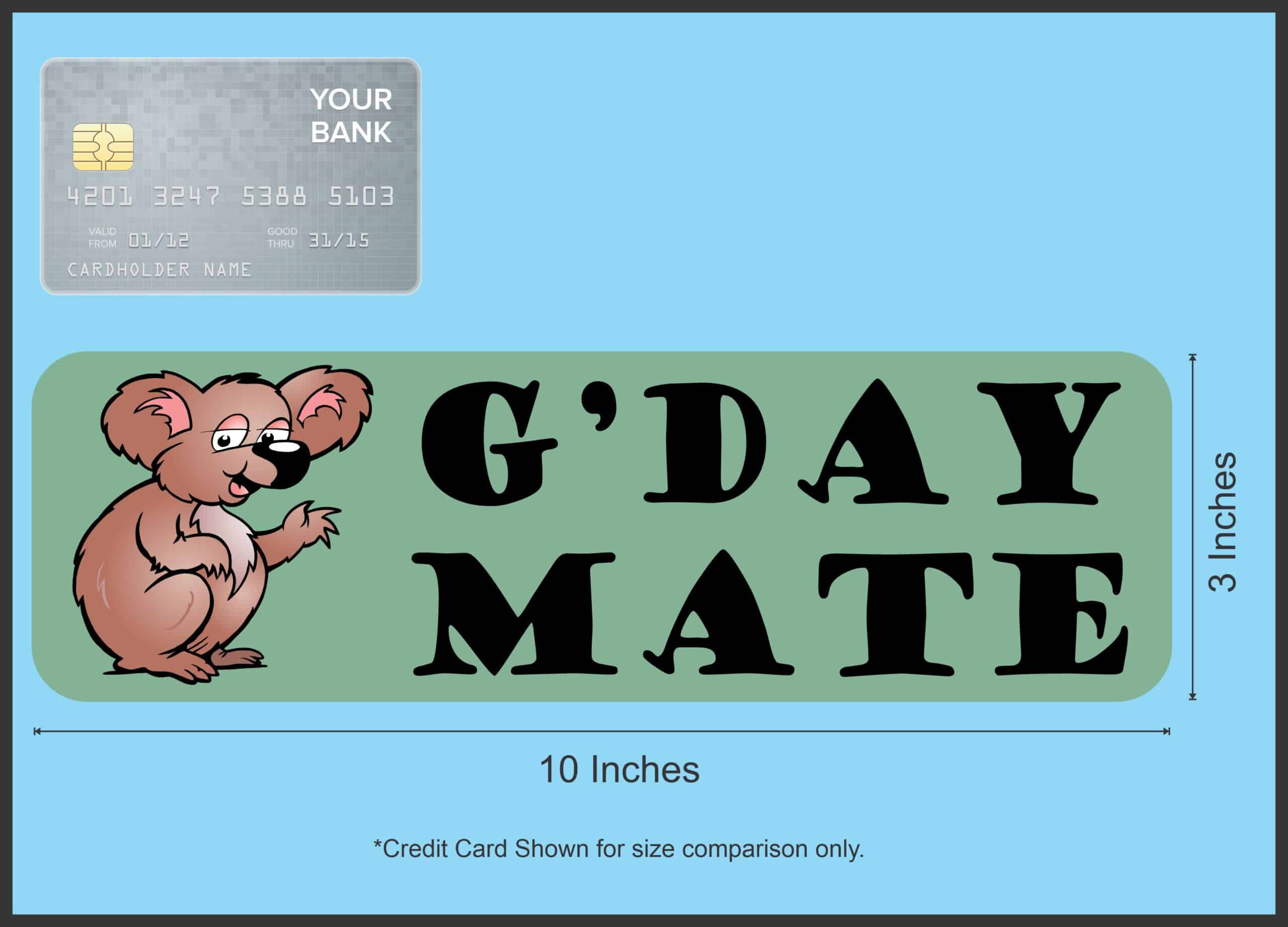 10in x 3in G'Day Mate Koala Bumper Sticker Vinyl Australia Decal Stickers