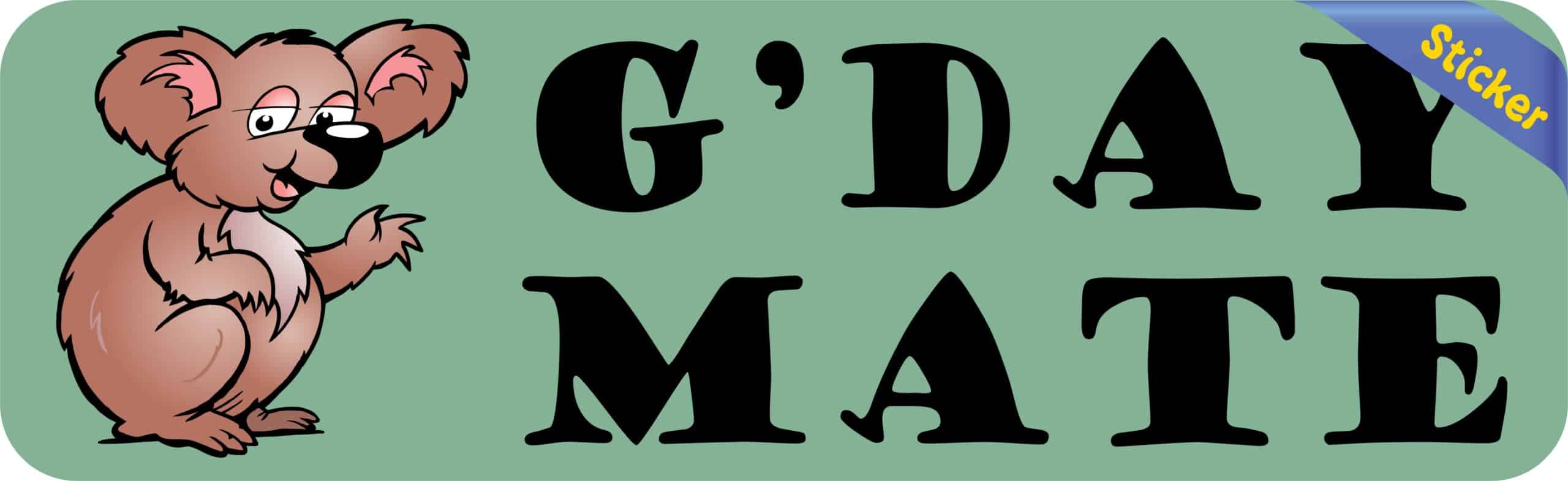 10in x 3in G'Day Mate Koala Bumper Sticker Vinyl Australia Decal Stickers
