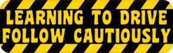 Learning to Drive Follow Cautiously Bumper Sticker