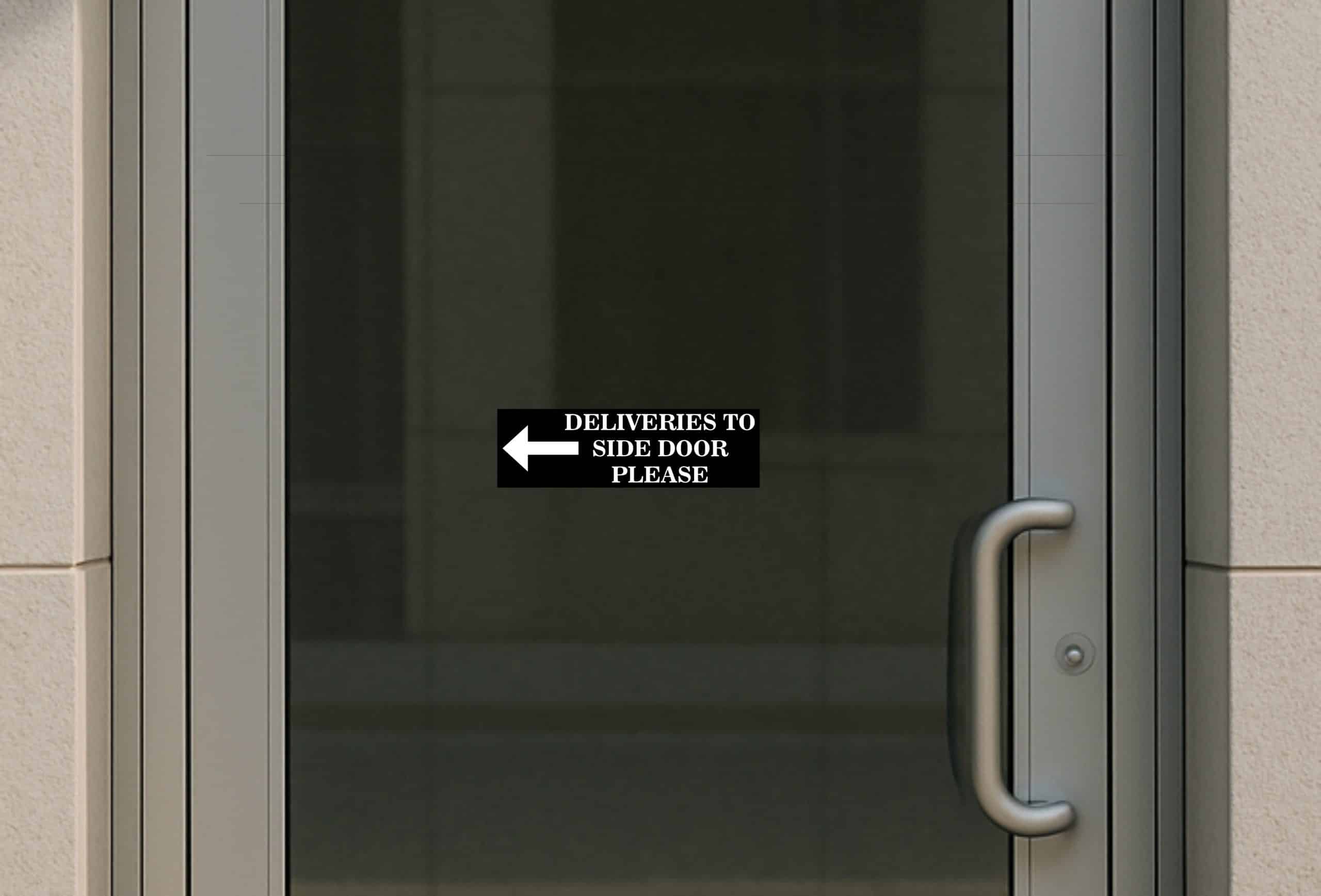 10in x 3in Black Left Deliveries to Side Door Sticker Vinyl Sign - Image 3