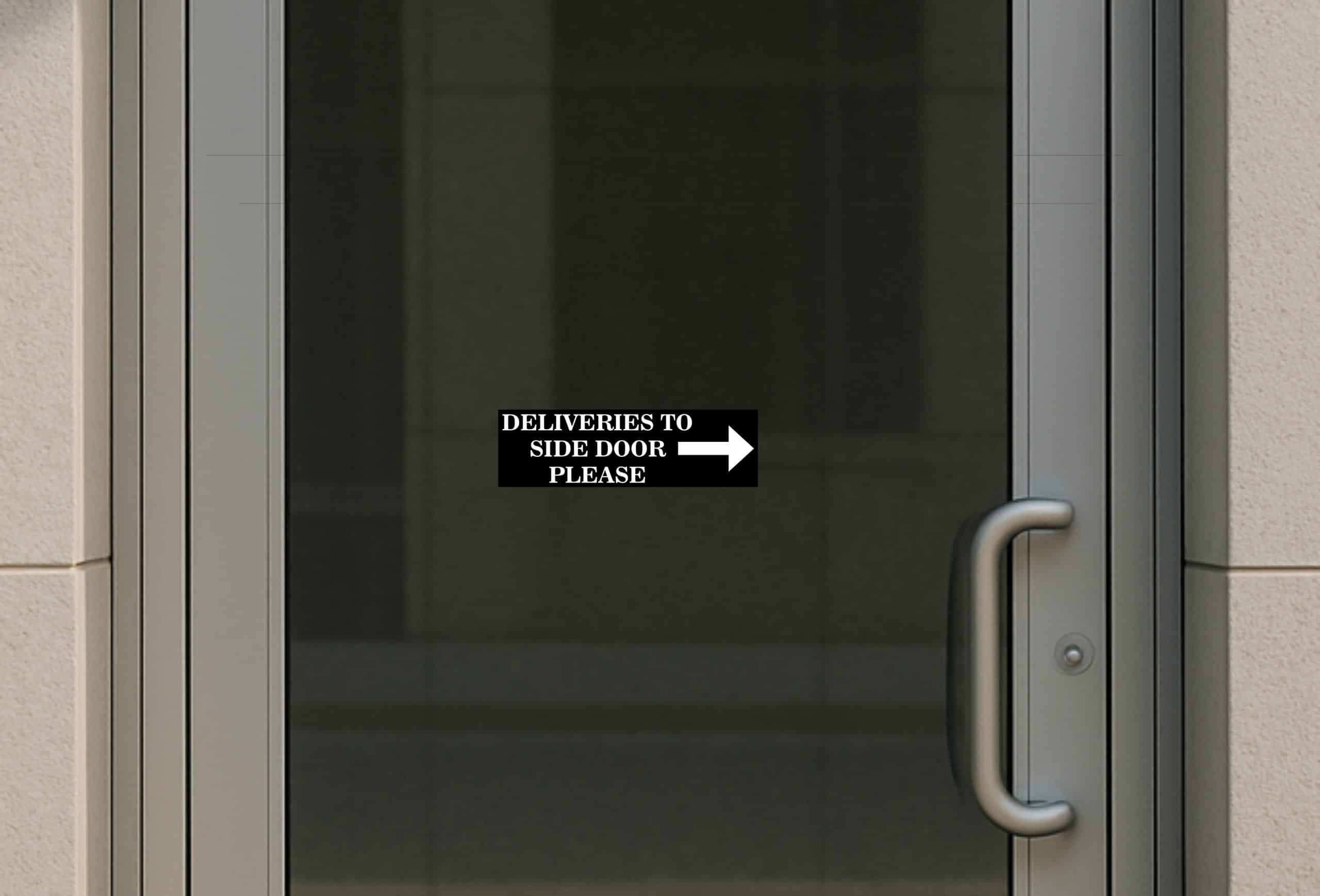 10in x 3in Black Right Deliveries to Side Door Sticker Vinyl Sig - Image 3
