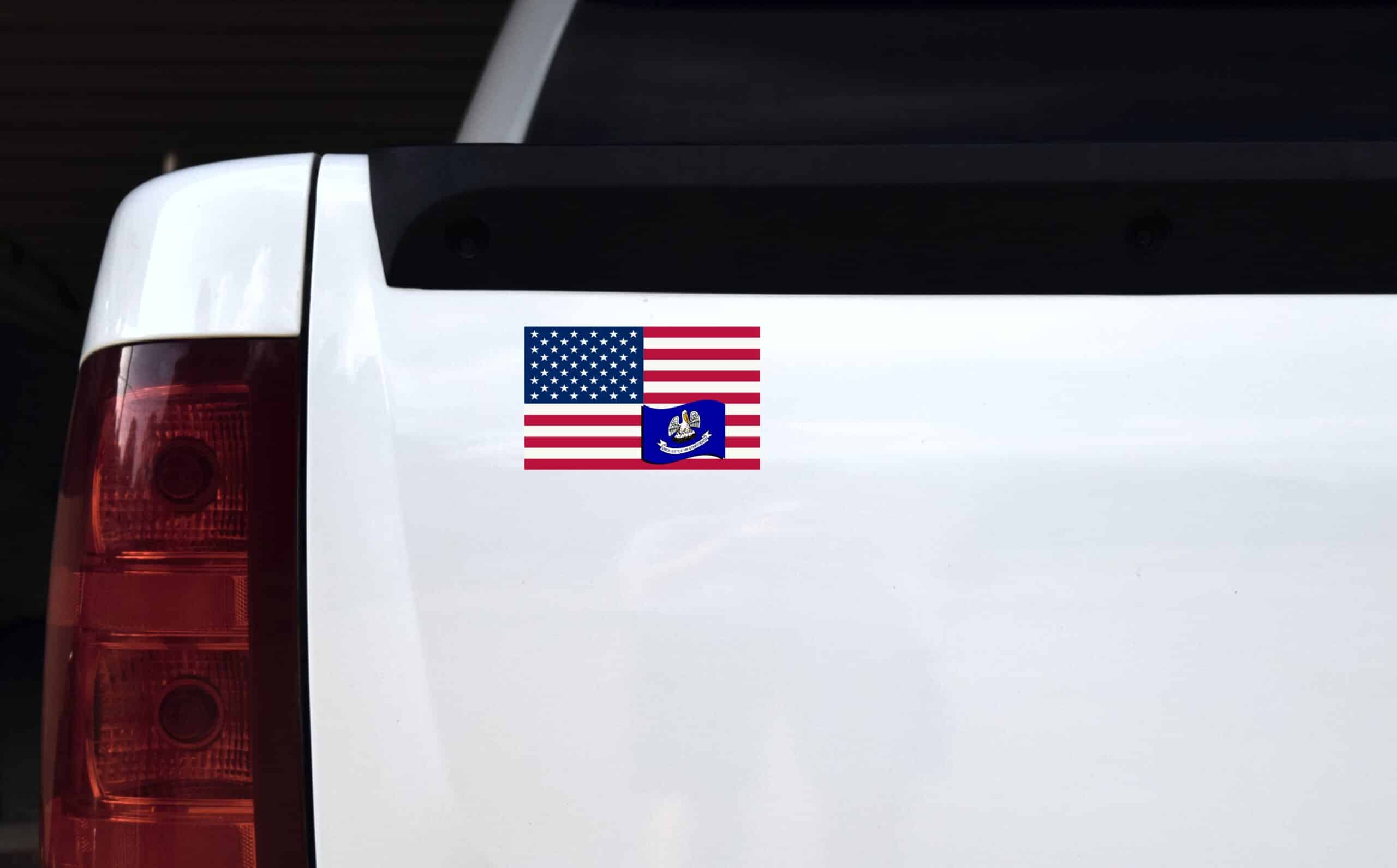 5in X 3in America and Louisiana Flag Sticker Vinyl State Decal Stickers