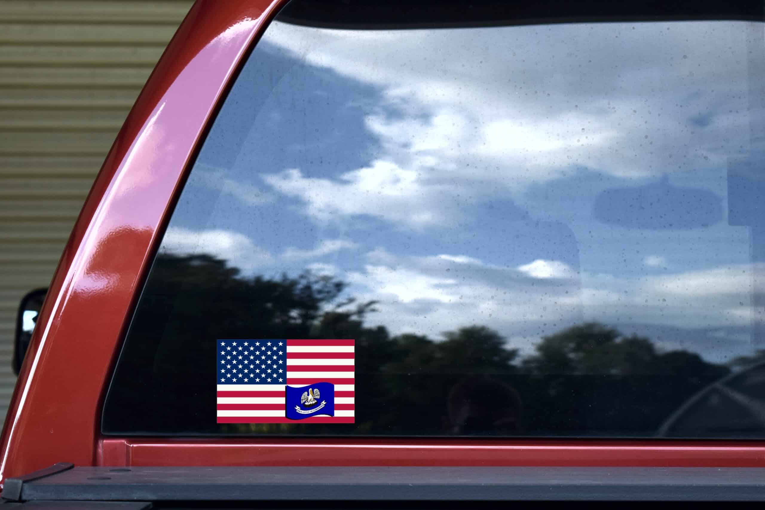 5in X 3in America and Louisiana Flag Sticker Vinyl State Decal Stickers