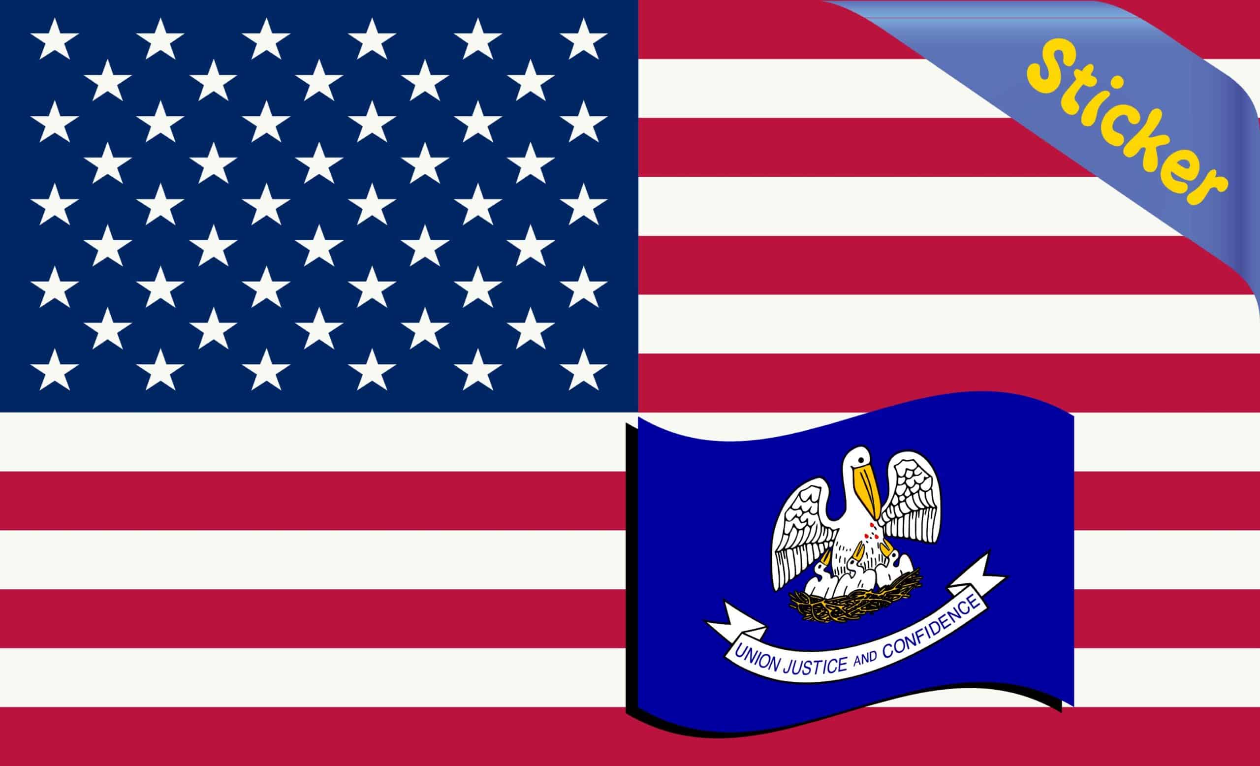 5in X 3in America and Louisiana Flag Sticker Vinyl State Decal Stickers