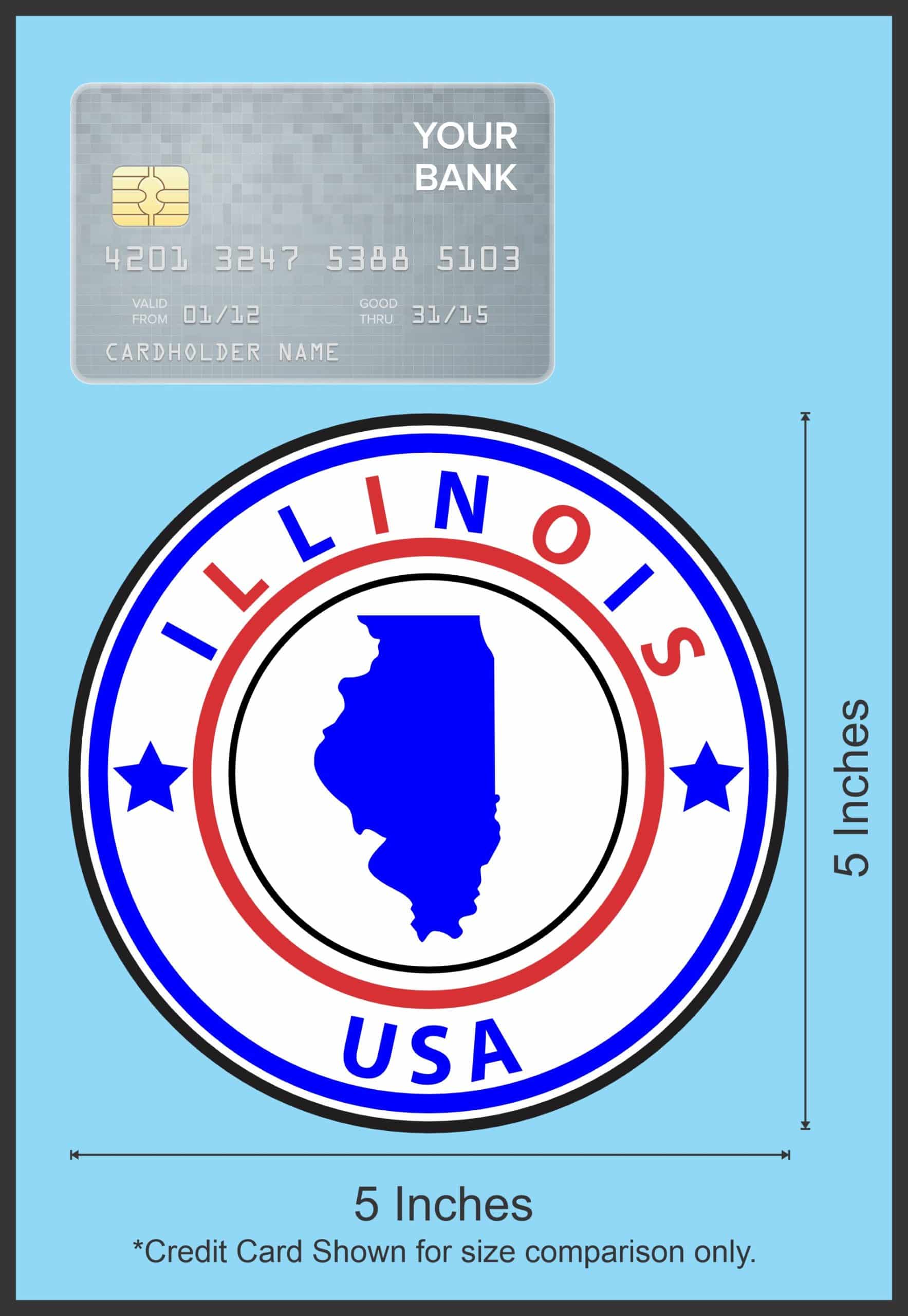 5 x 5 State Circle Illinois Sticker Vinyl Bumper Sticker Sign Hobby Decal - Image 6