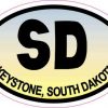 Blue and Yellow Oval SD Keystone South Dakota Sticker