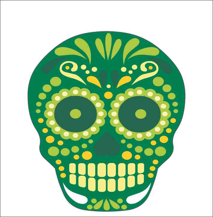 Green Circle Eye Skull Sticker