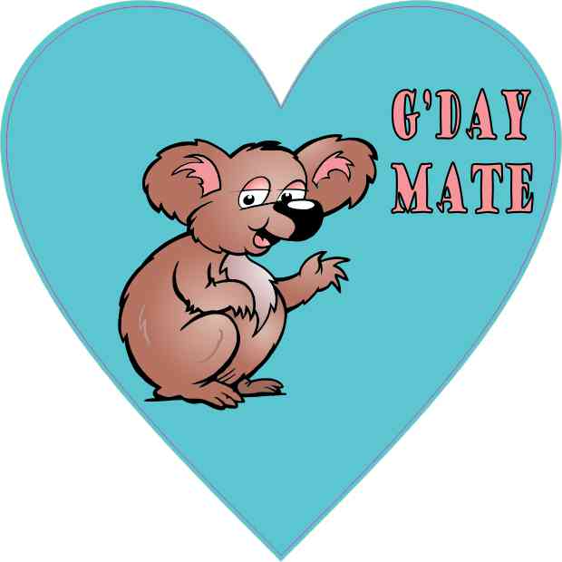 Koala Heart G'Day Mate Sticker