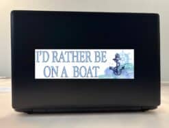 10in x 3in I'd Rather Be on a Boat Bumper Sticker Vinyl Cruise Ship Decal