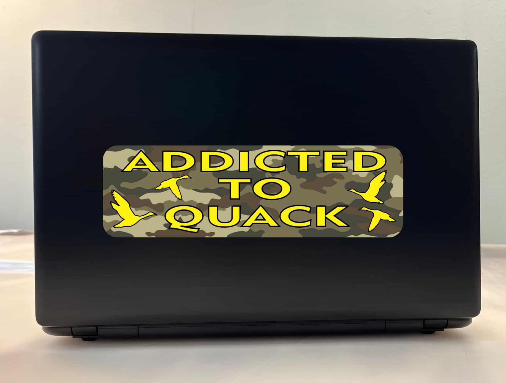 10in x 3in Camo Addicted To Quack Duck Hunting Bumper Sticker Hunting Decals