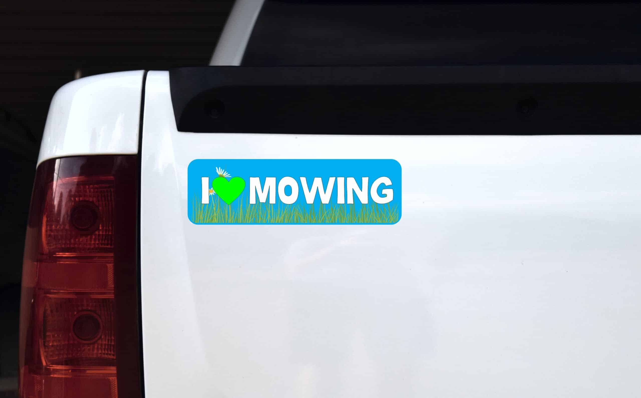 10in x 3in I Love Mowing Bumper Sticker Vinyl Vehicle Hobby Decal Stickers