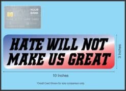 10in x 3in Hate Will Not Make Us Great Bumper Sticker Political