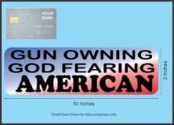 10in x 3in Gun Owning God Fearing American Bumper Sticker Political Car Decal