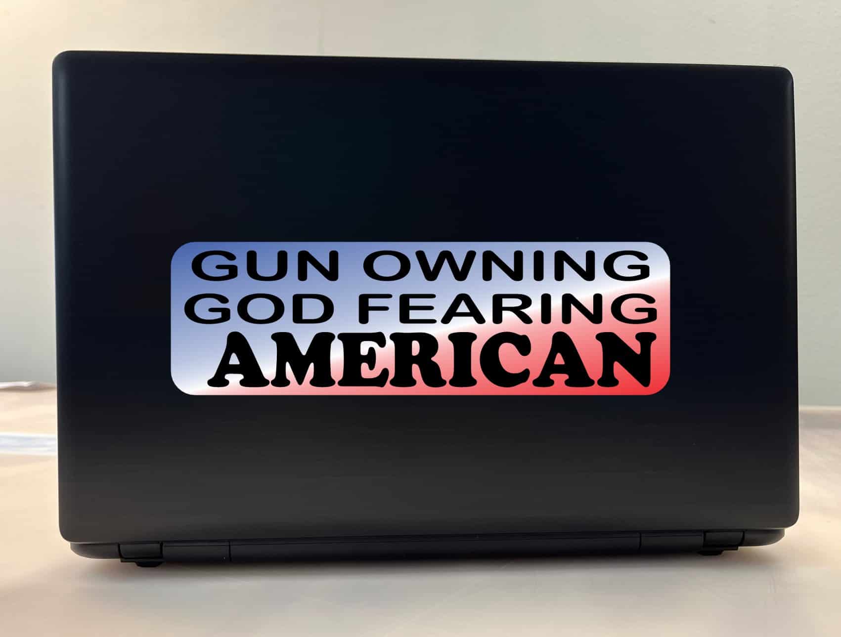 10in x 3in Gun Owning God Fearing American Bumper Sticker Political Car Decal