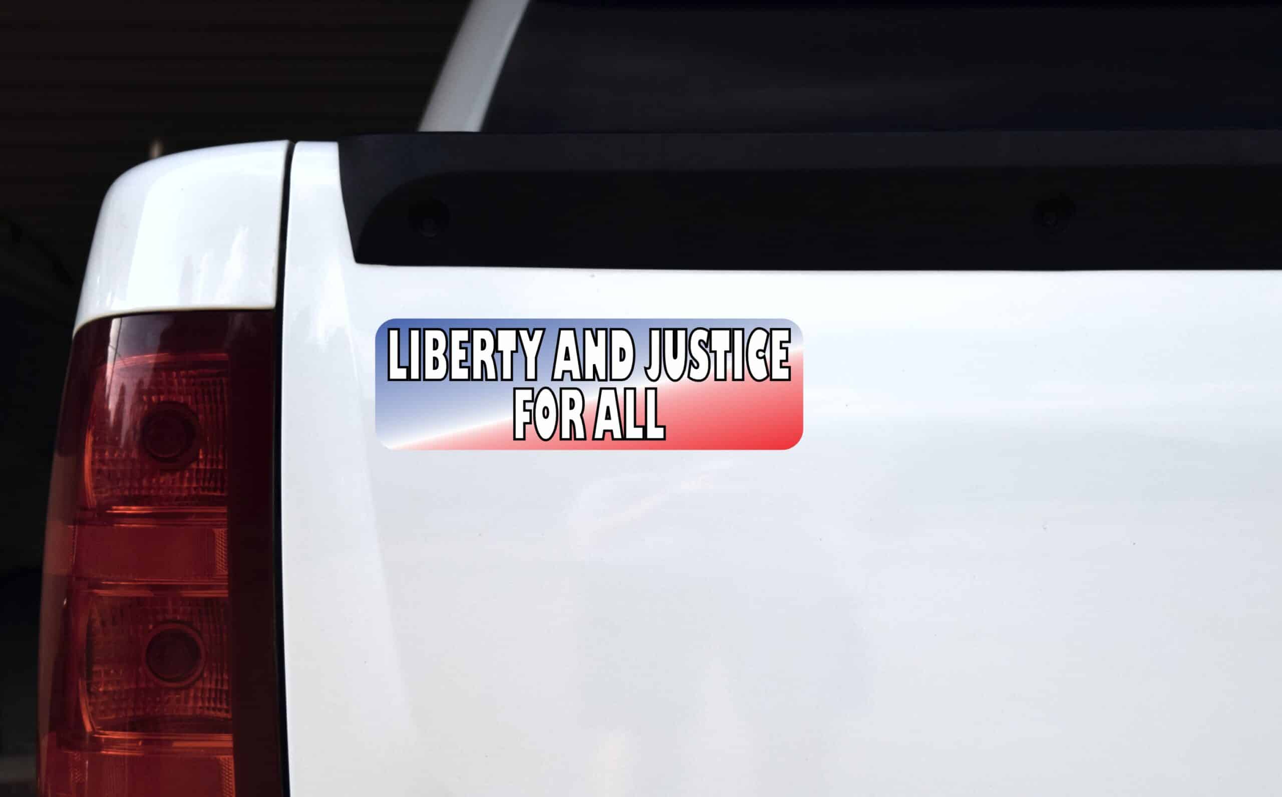 10in x 3in LiBerty and Justice for All Bumper Sticker Political Car Decal