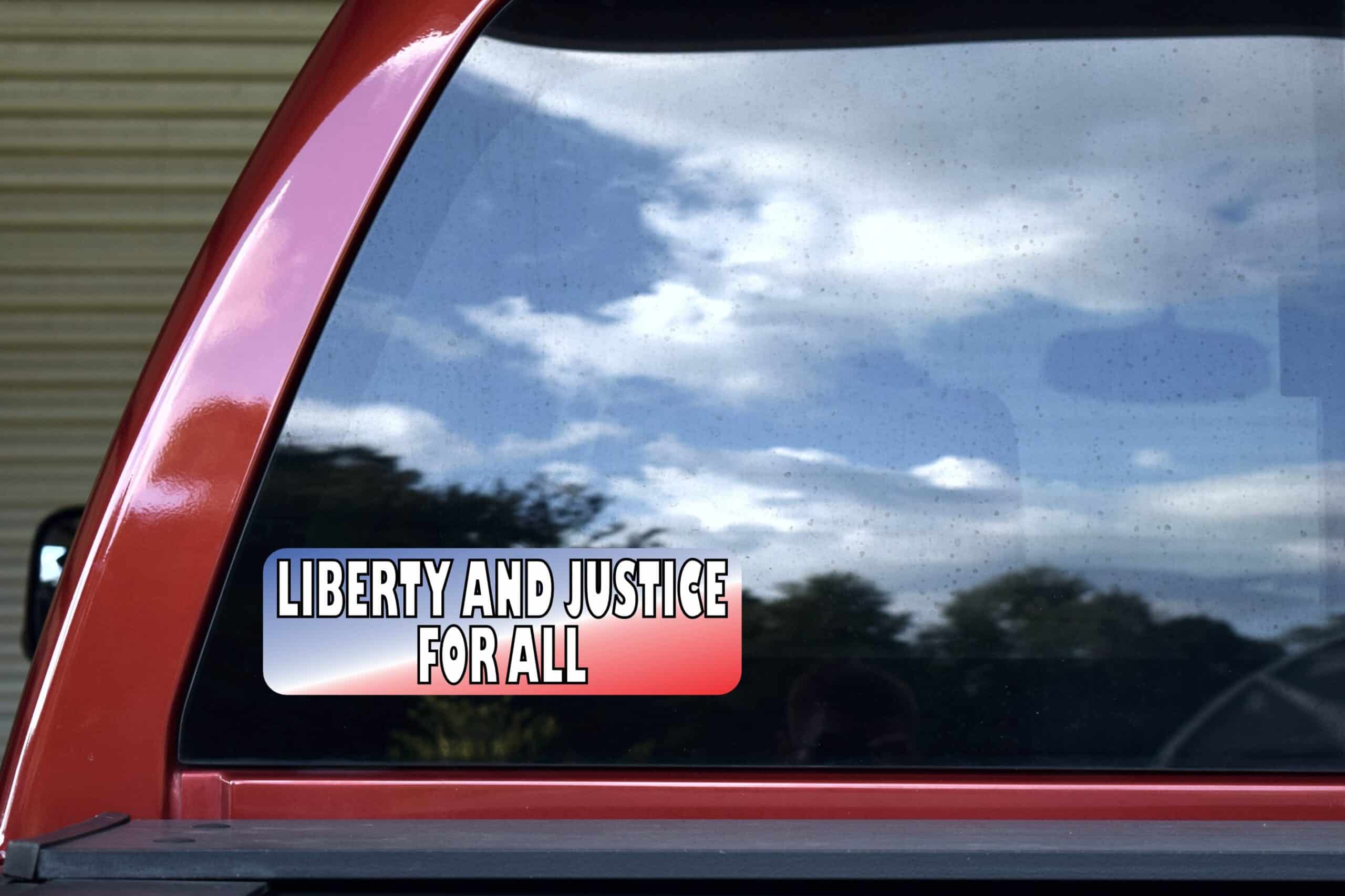 10in x 3in LiBerty and Justice for All Bumper Sticker Political Car Decal