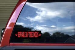 10in x 3in Black And Red Beware Of The Dogs Sticker Animal Caution Sign Decal