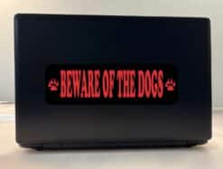 10in x 3in Black And Red Beware Of The Dogs Sticker Animal Caution Sign Decal