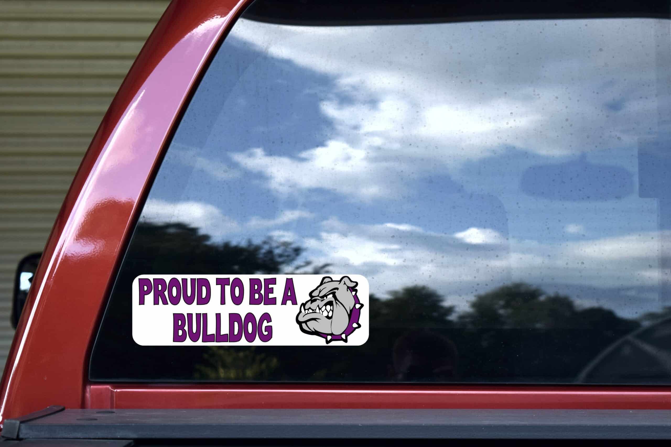 10in x 3in Purple Proud to Be a Bulldog Bumper Sticker Vinyl School Mascot Decal