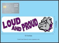 10in x 3in Purple Loud and Proud Bulldog Magnet School Mascot Bumper