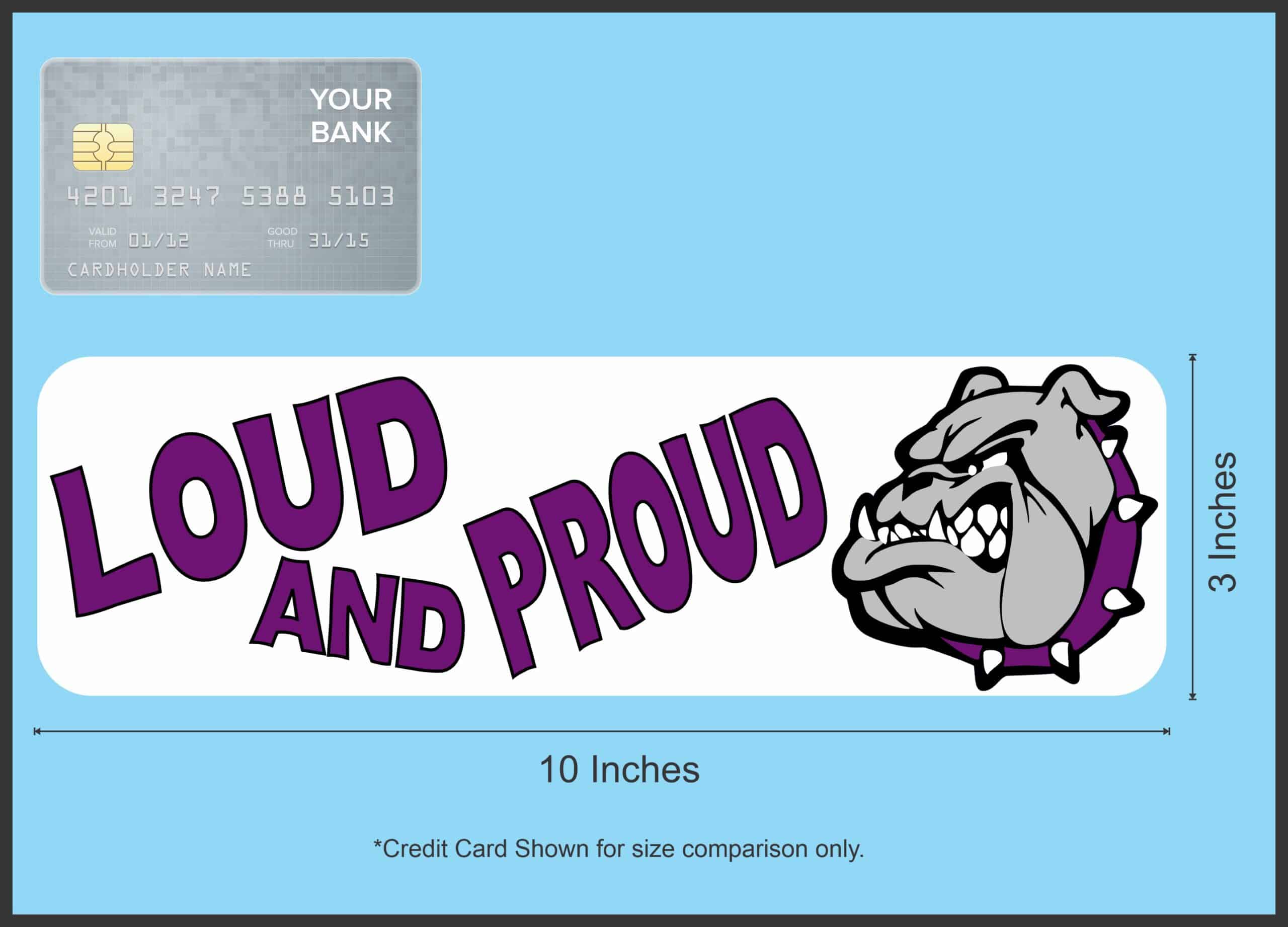 10in x 3in Purple Loud and Proud Bulldog Magnet School Mascot Bumper