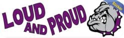 10in x 3in Purple Loud and Proud Bulldog Bumper Sticker School Mascot Decal
