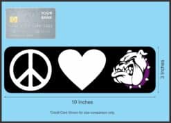 10in x 3in Purple Peace Love Bulldogs Magnet School Mascot Bumper Magnet