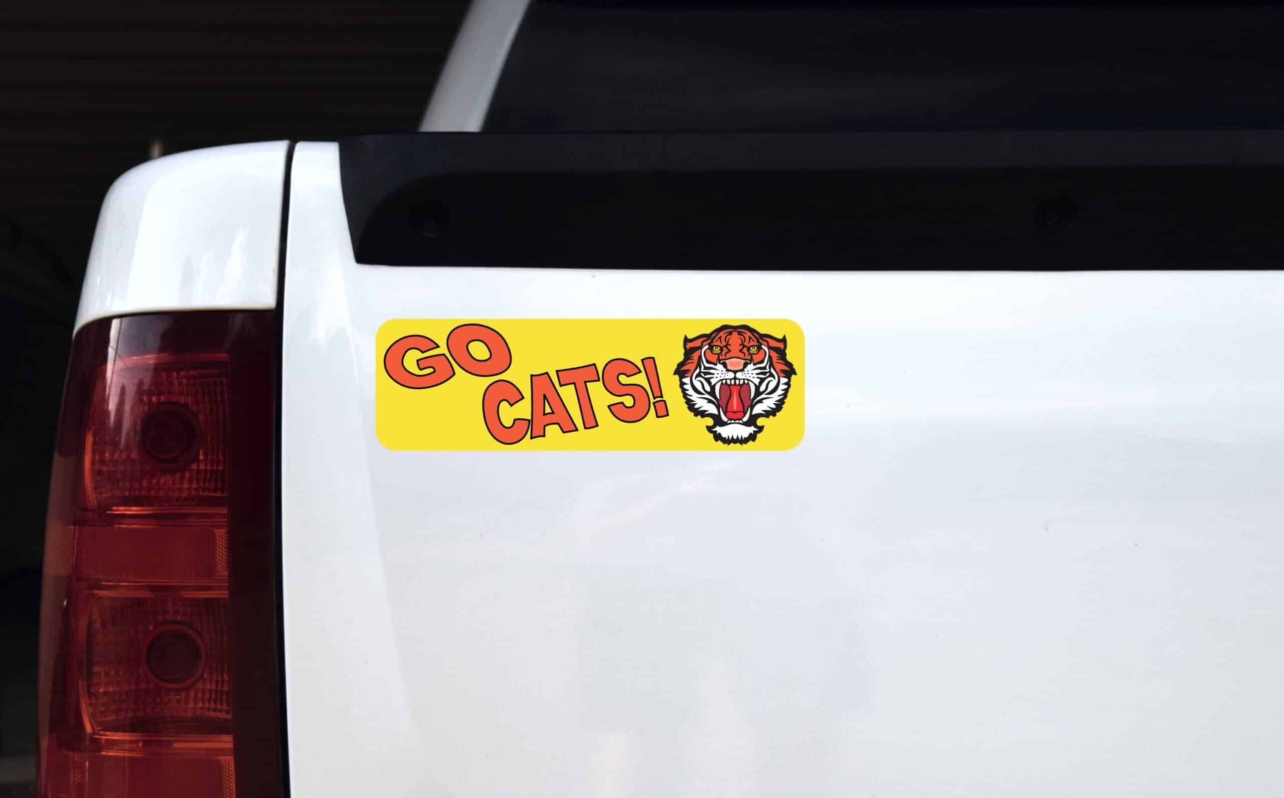 10in x 3in Go Cats Tiger Magnet School Mascot Vehicle Bumper Magnets