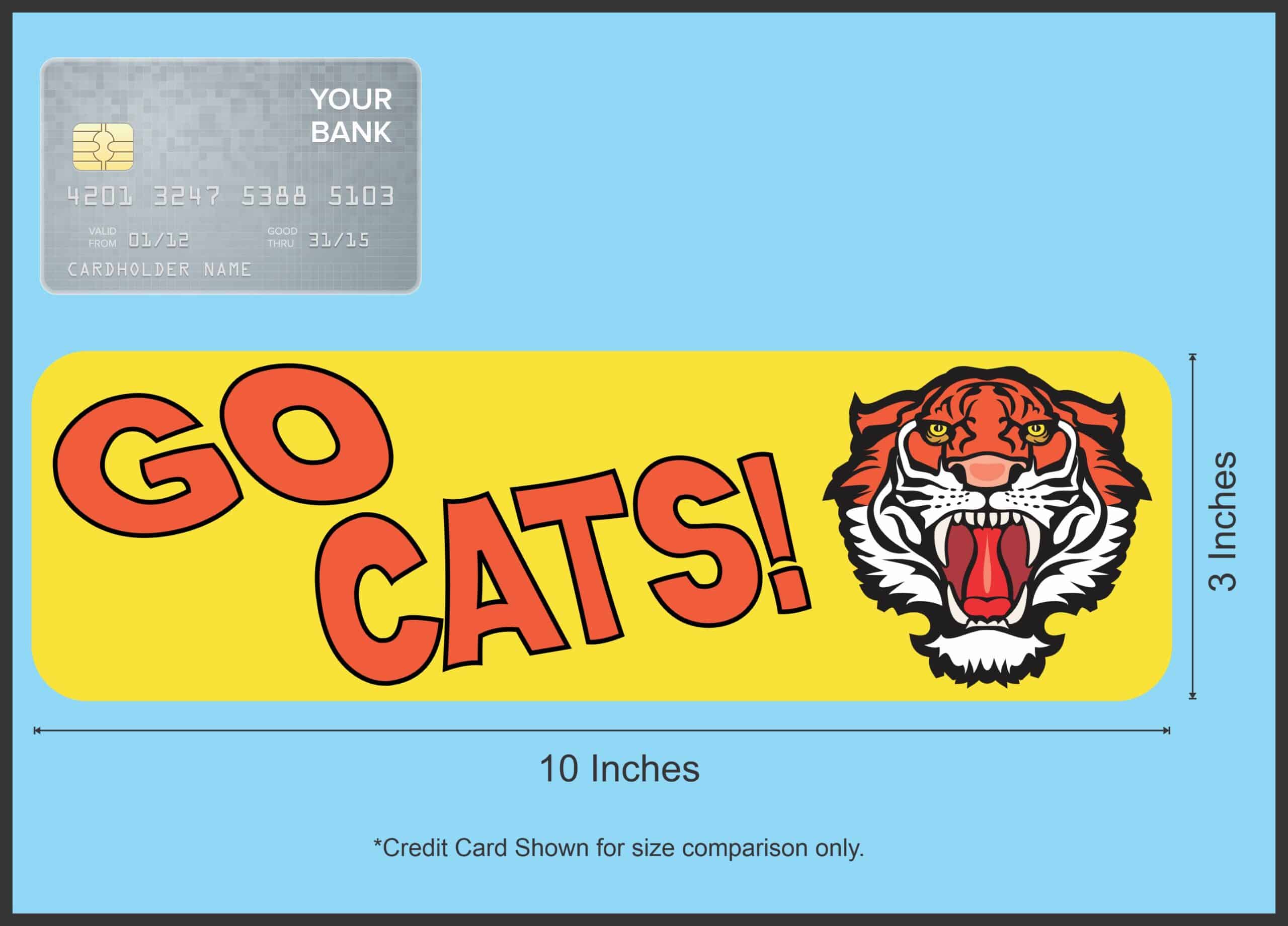 10in x 3in Go Cats Tiger Magnet School Mascot Vehicle Bumper Magnets