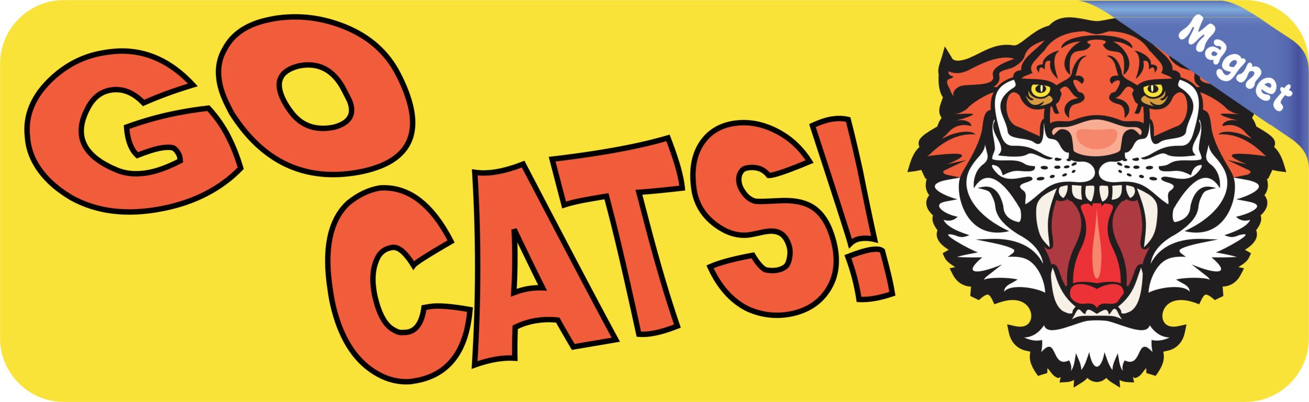 10in x 3in Go Cats Tiger Magnet School Mascot Vehicle Bumper Magnets