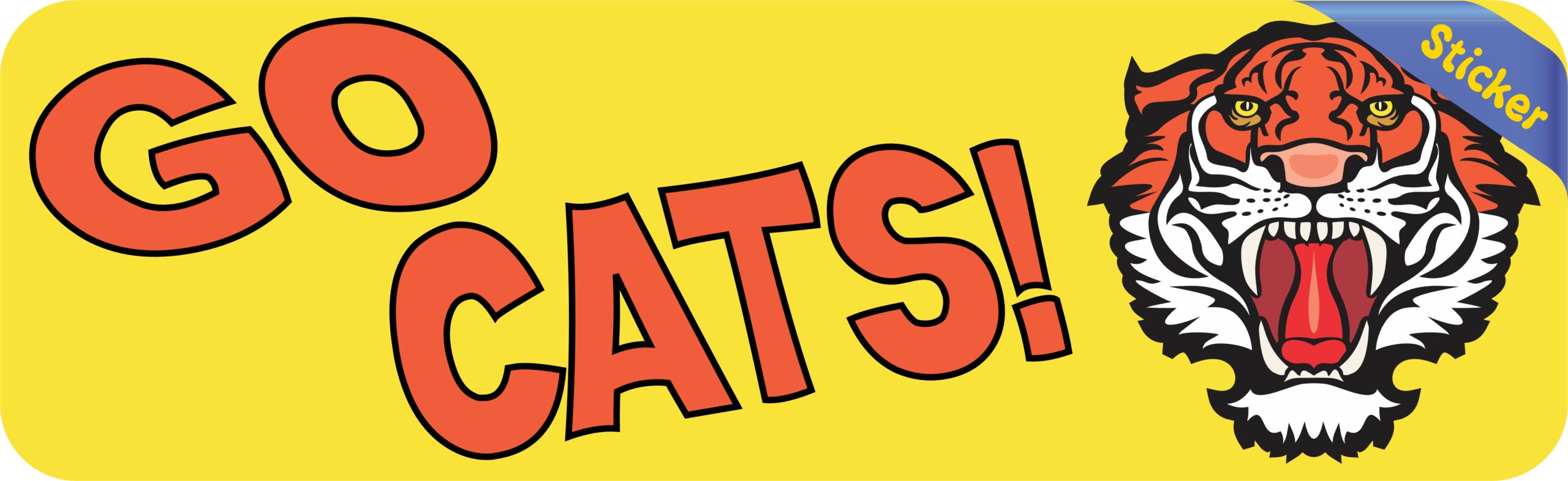 10in x 3in Go Cats Tiger Bumper Sticker Vinyl School Mascot Vehicle Decal