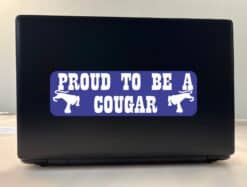 10in x 3in Blue and White Proud to Be a Cougar Bumper Sticker Vinyl Mascot Decal