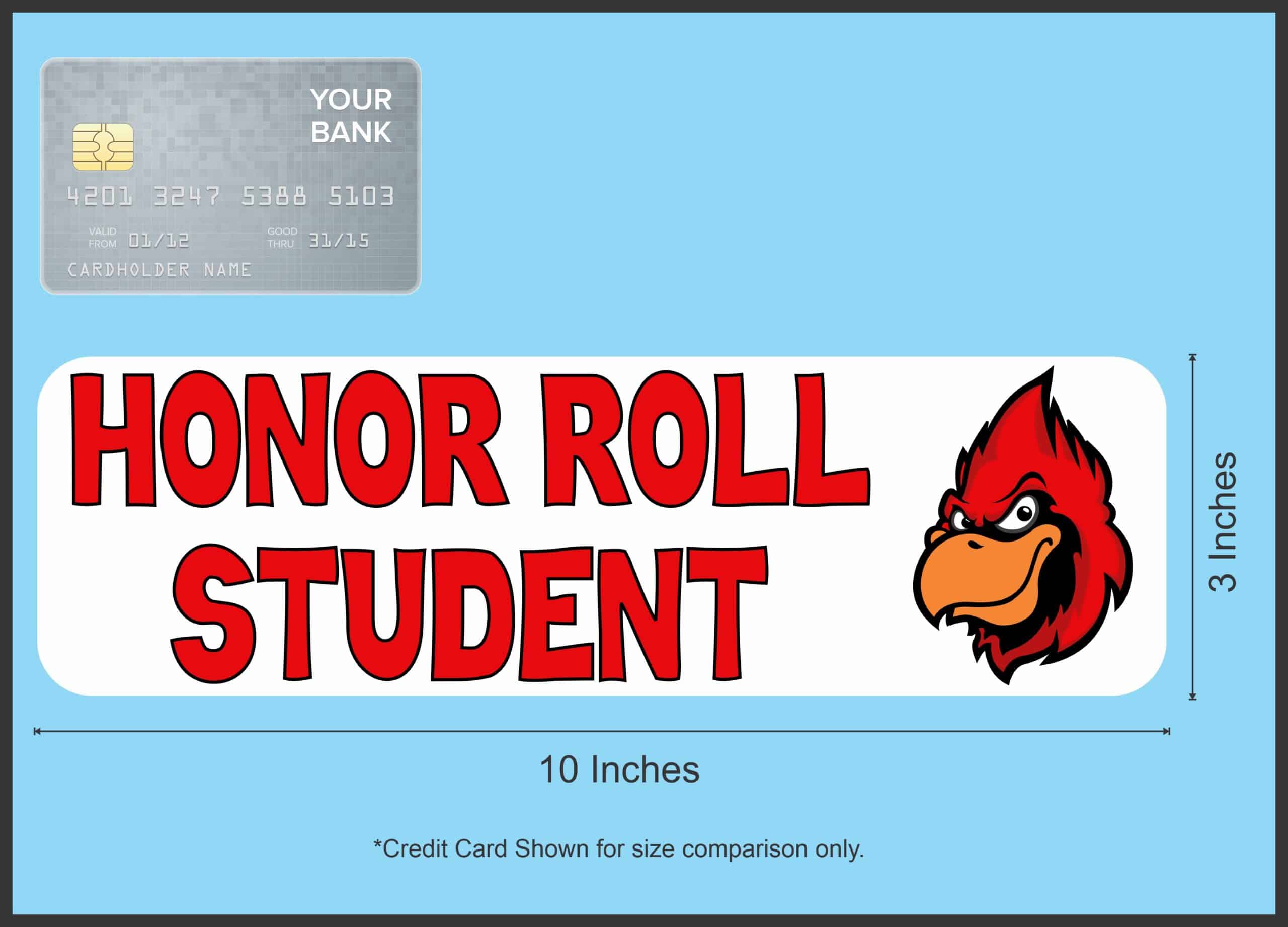 10in x 3in Red Cardinal Honor Roll Student Magnet School Mascot