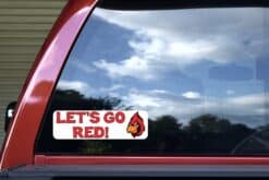 10in x 3in Let's Go Red Cardinal Bumper Sticker Vinyl School Mascot Decal