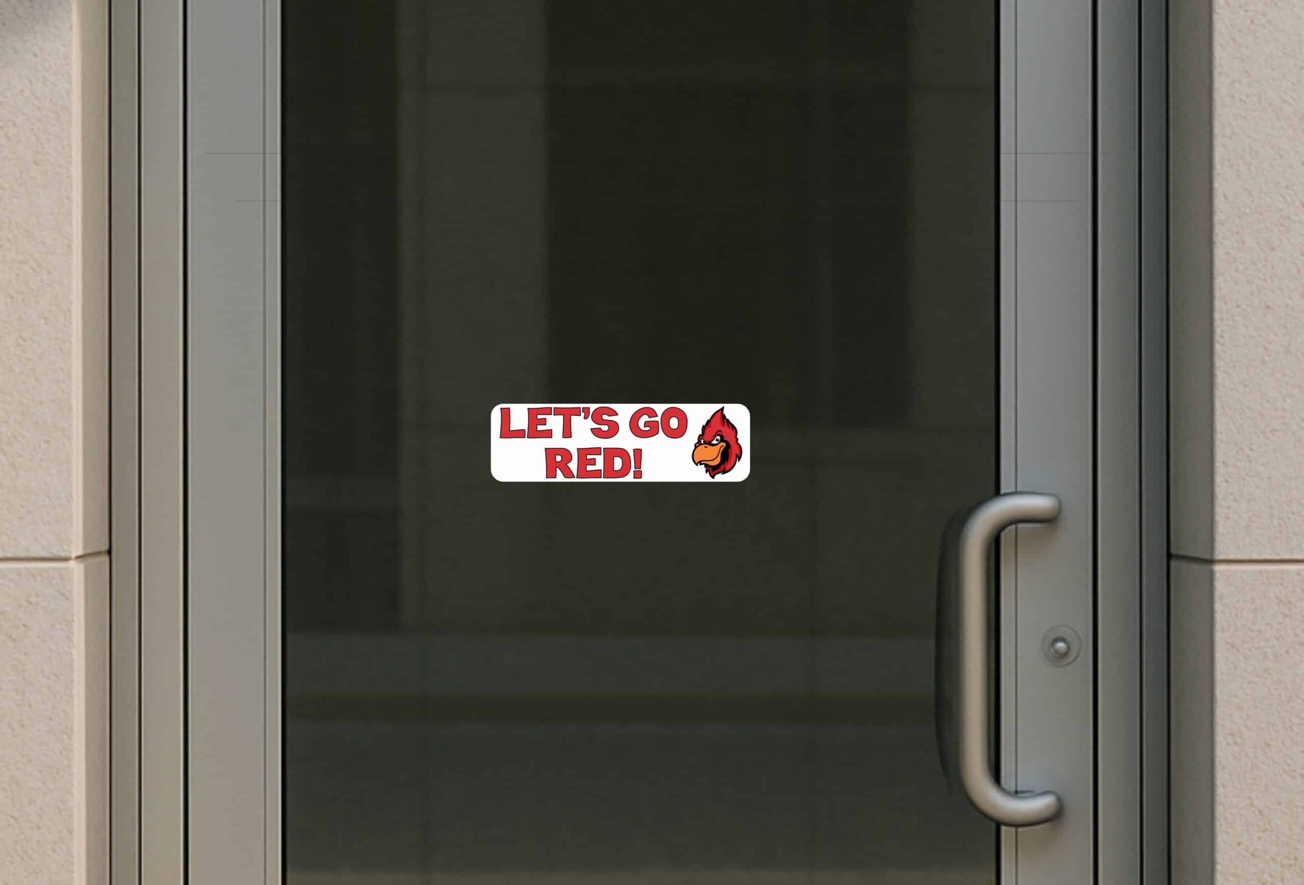 10in x 3in Let's Go Red Cardinal Bumper Sticker Vinyl School Mascot Decal