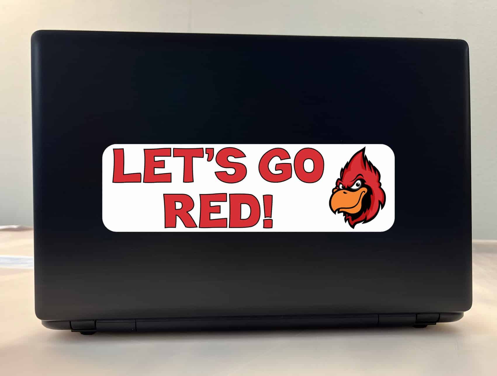 10in x 3in Let's Go Red Cardinal Bumper Sticker Vinyl School Mascot Decal