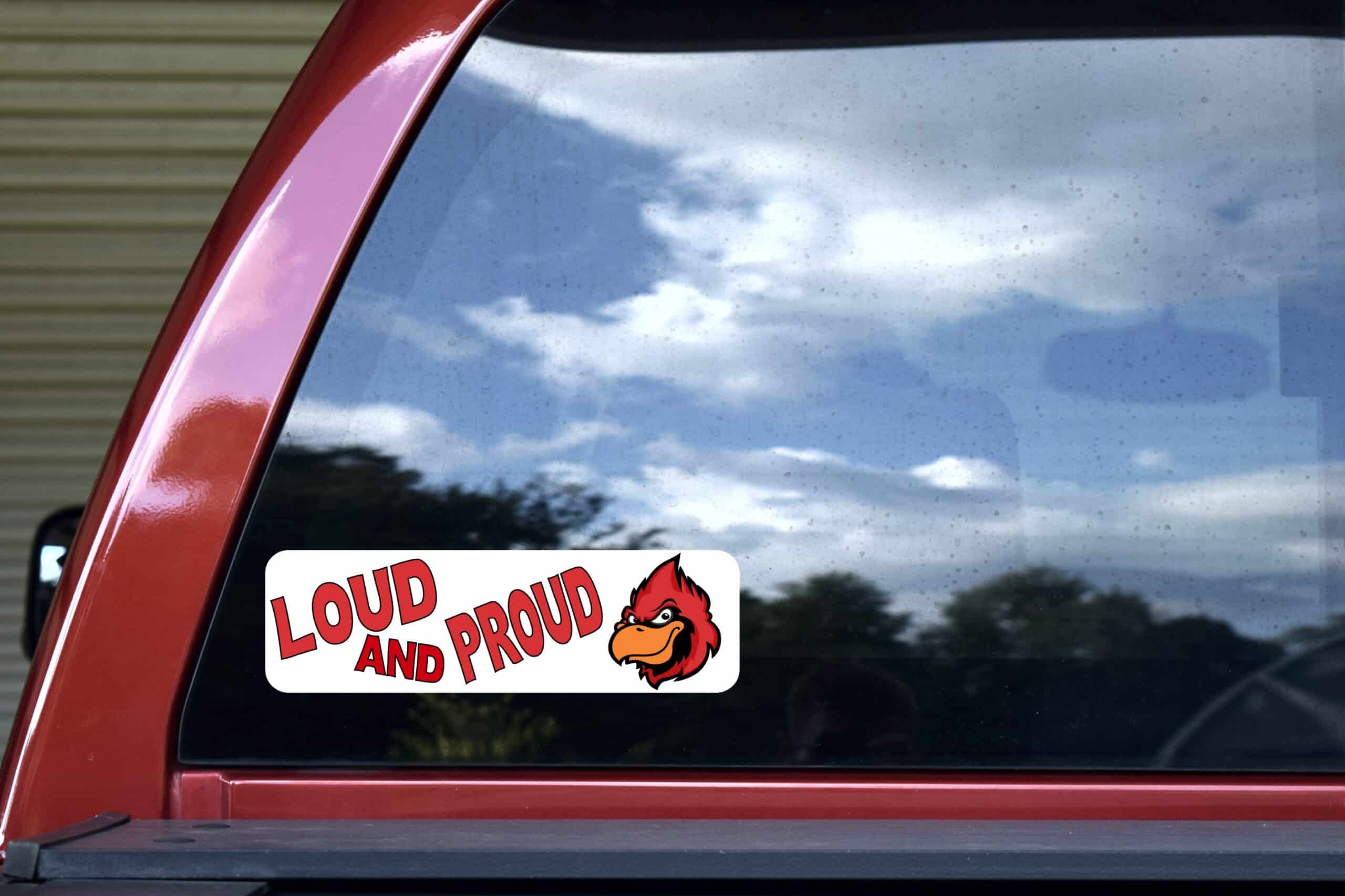 10in x 3in Loud and Proud Cardinal Bumper Sticker School Mascot Vehicle Decal