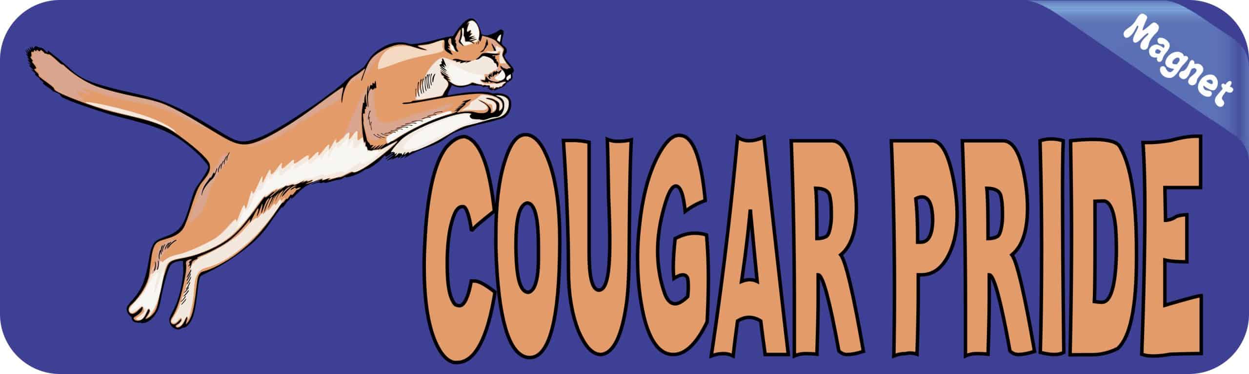 10in x 3in Cougar Pride Magnet Vinyl School Sports Mascot Vehicle Bumper - Image 2