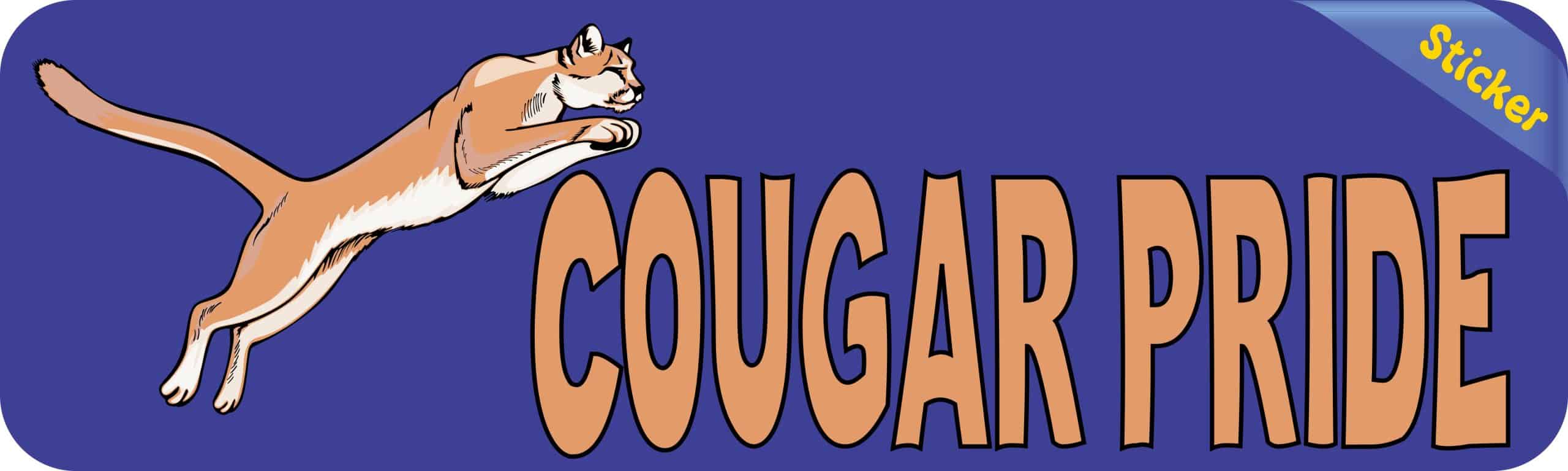 10in x 3in Cougar Pride Bumper Sticker Vinyl School Mascot Sports Decal - Image 2
