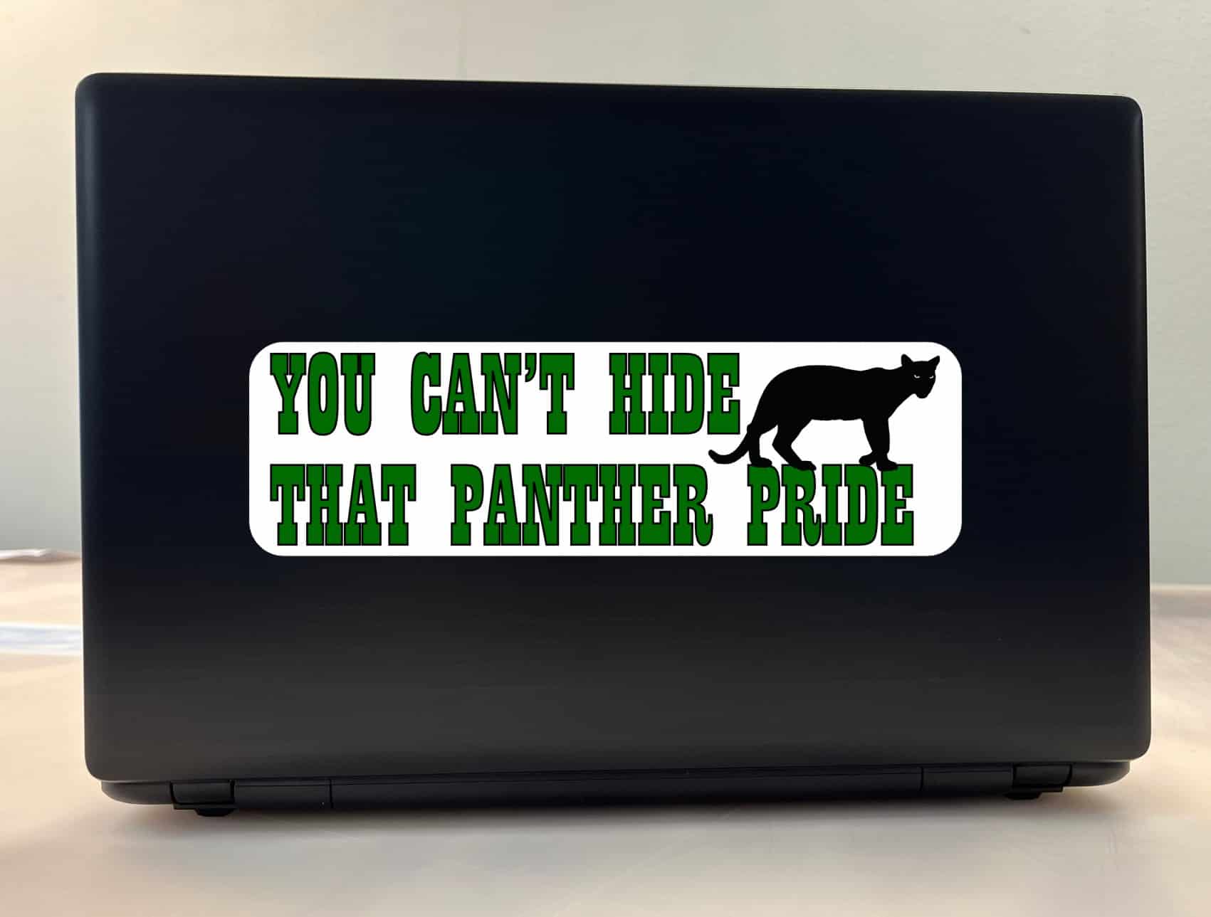 10in x 3in Green You Can't Hide That Panther Pride Bumper Sticker Mascot Decal