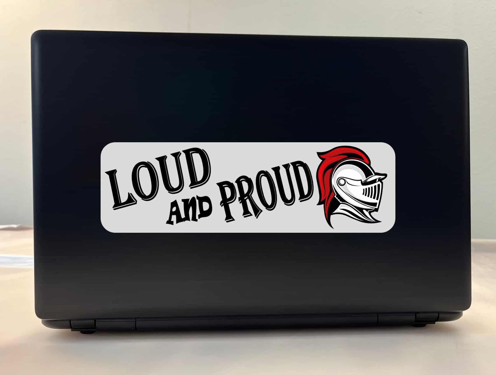 10in x 3in Red Loud and Proud Knight Bumper Sticker School Masco