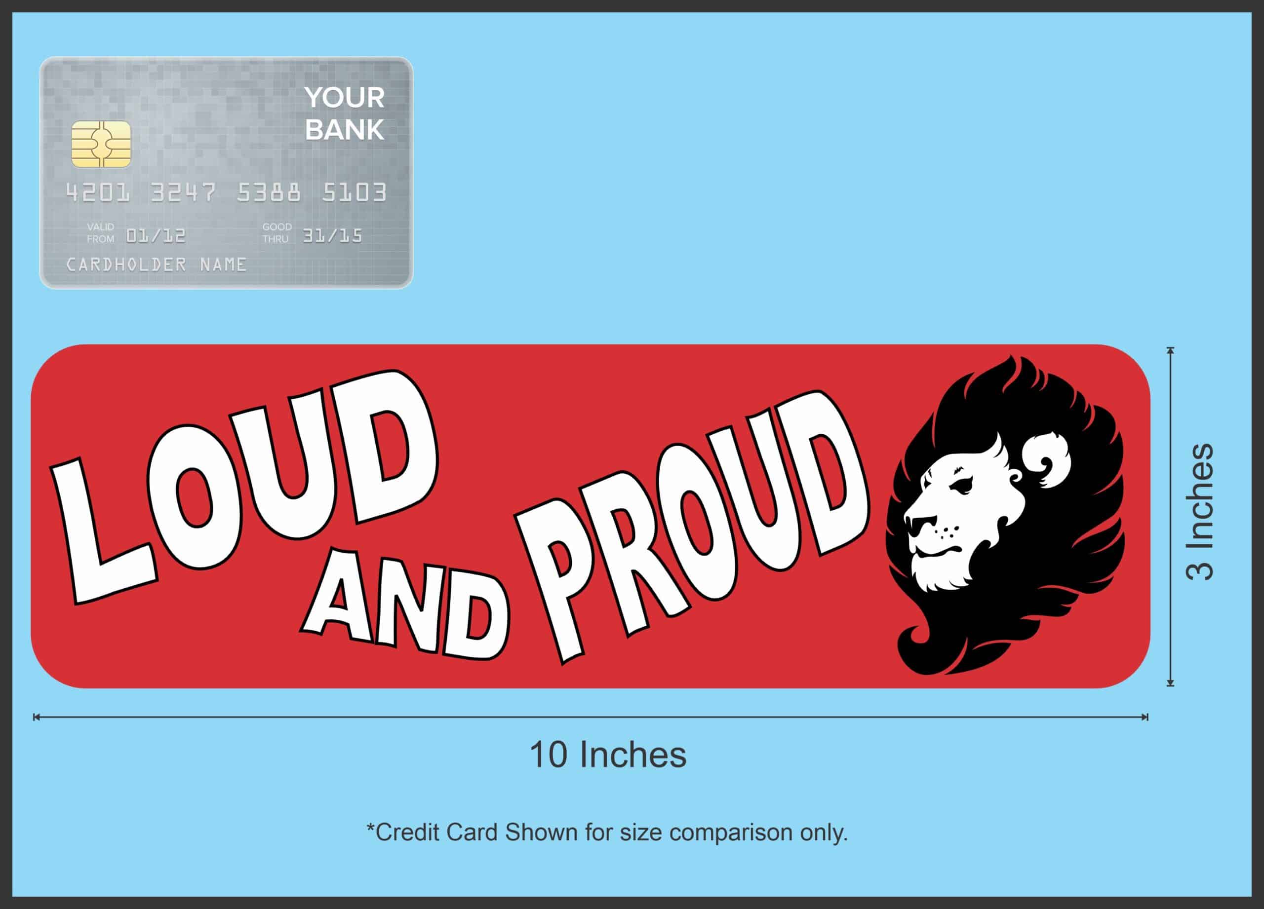 10in x 3in Red Loud and Proud Lion Magnet School Mascot Bumper