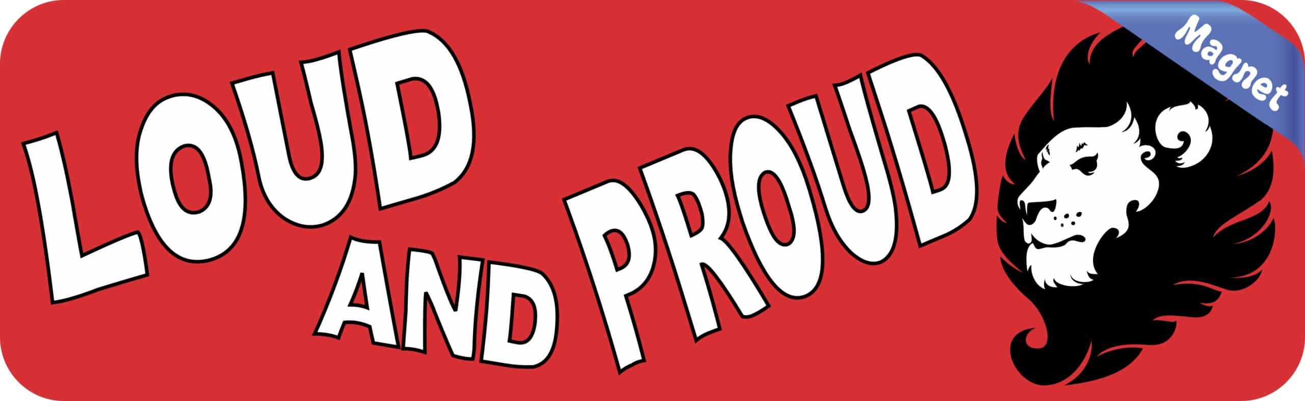10in x 3in Red Loud and Proud Lion Magnet School Mascot Bumper