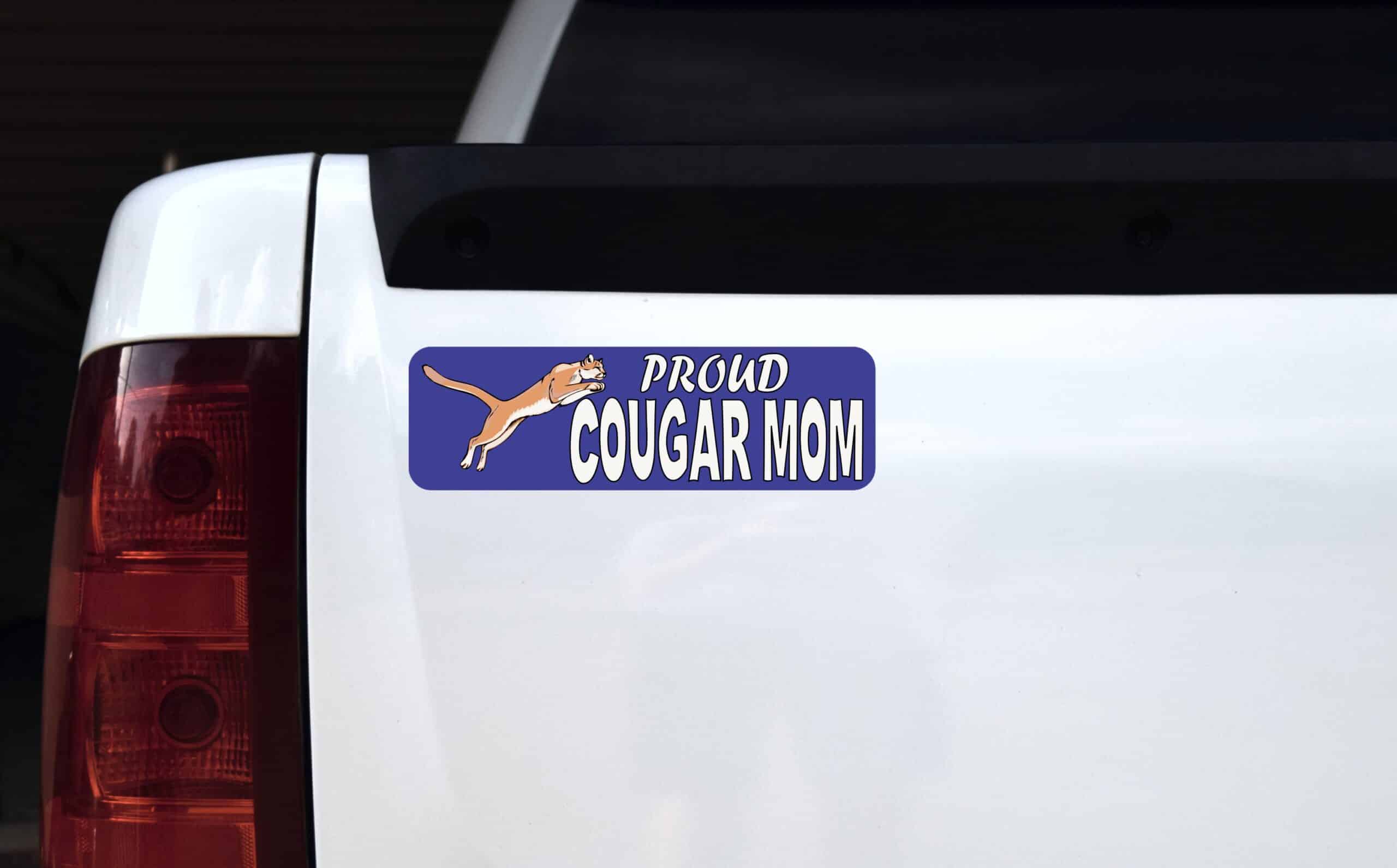 10in x 3in Proud Cougar Mom Bumper Sticker School Mascot Vehicle Decal