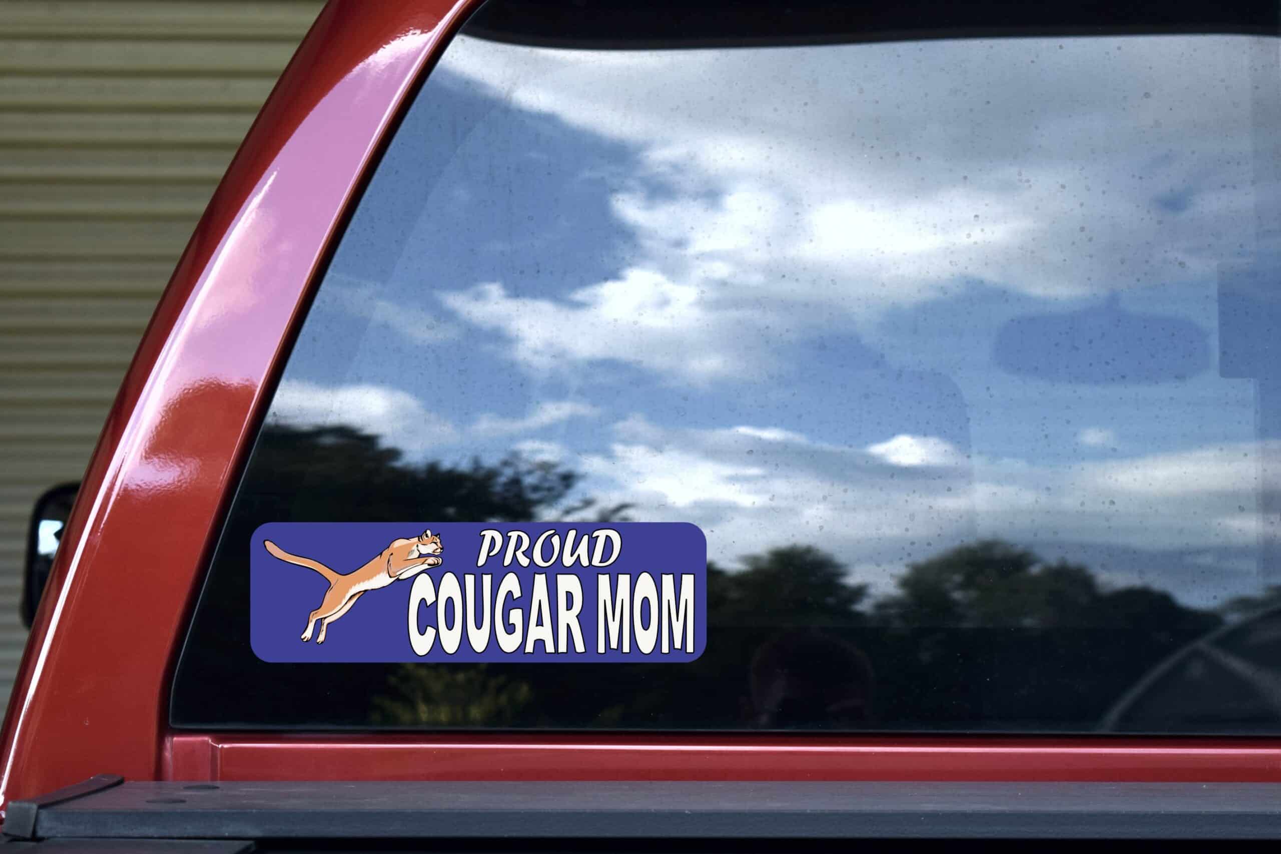 10in x 3in Proud Cougar Mom Bumper Sticker School Mascot Vehicle Decal