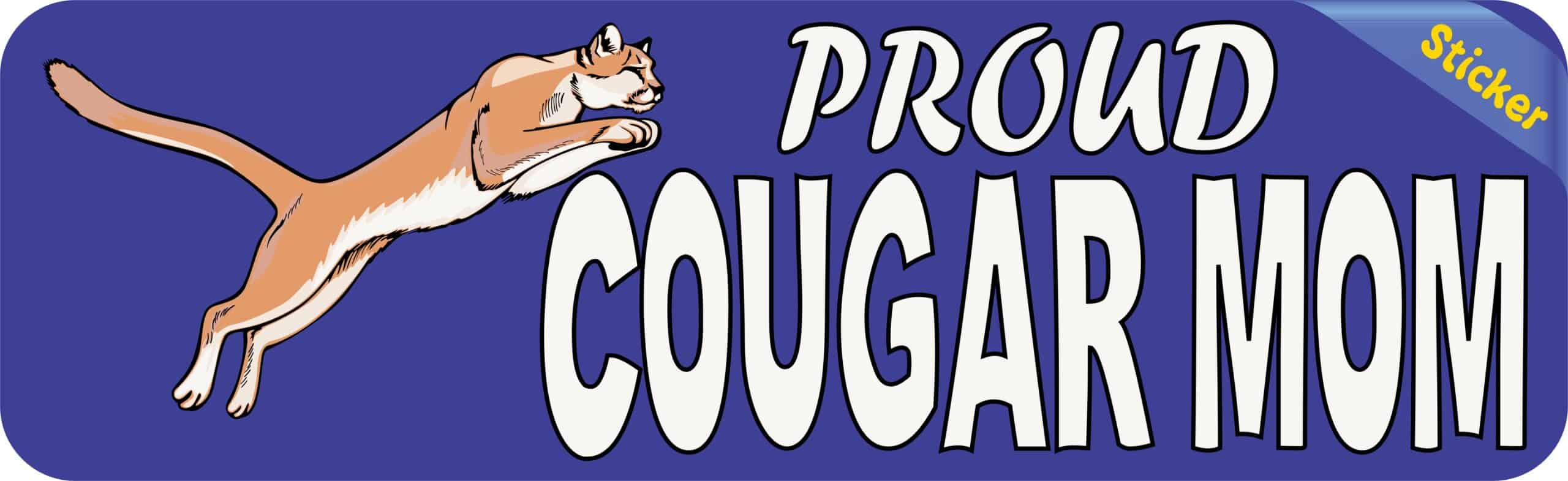 10in x 3in Proud Cougar Mom Bumper Sticker School Mascot Vehicle Decal