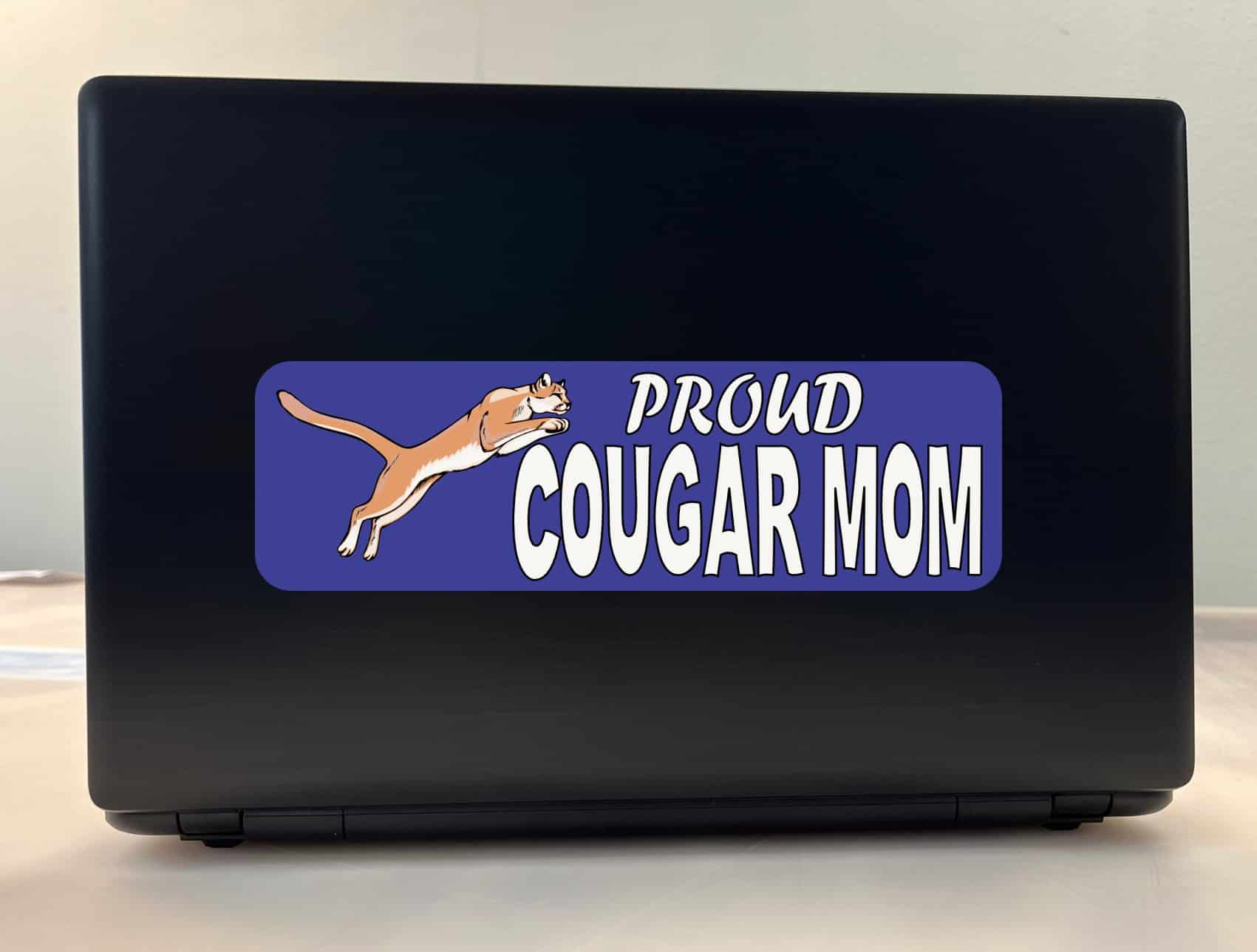 10in x 3in Proud Cougar Mom Bumper Sticker School Mascot Vehicle Decal