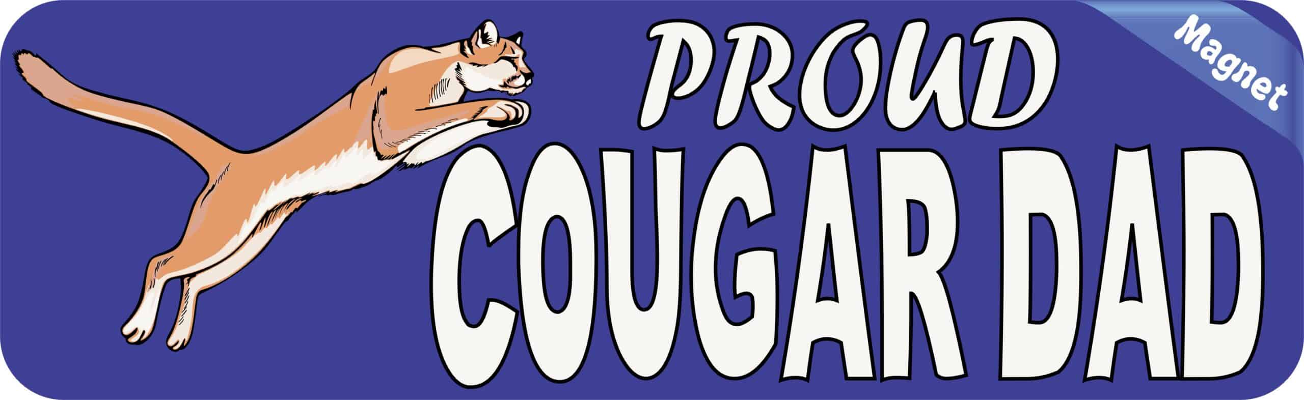 10in x 3in Proud Cougar Dad Magnet School Mascot Car Truck Bumper