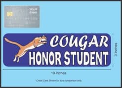 10in x 3in Blue Cougar Honor Student Magnet School Mascot Bumper